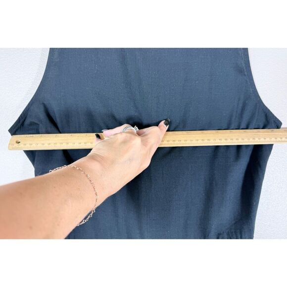 Marine Layer Black Eloise Belted Sleeveless Women’s Jumpsuit Romper Large - Picture 12 of 15